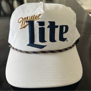 Miller Lite White Cap with Blue and Gold Accents